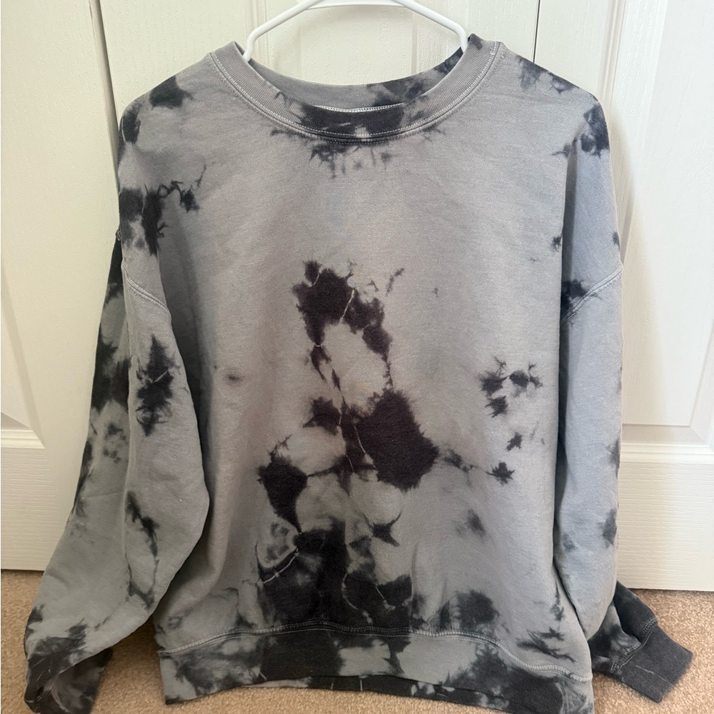 Men's Tie-Dye Sweater - Black and Gray